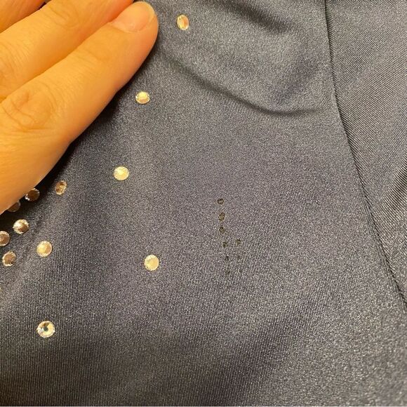 WEISSMAN Dance Costume velvet teal leotard custom rhinestone Chains 14912 LC - Picture 8 of 10